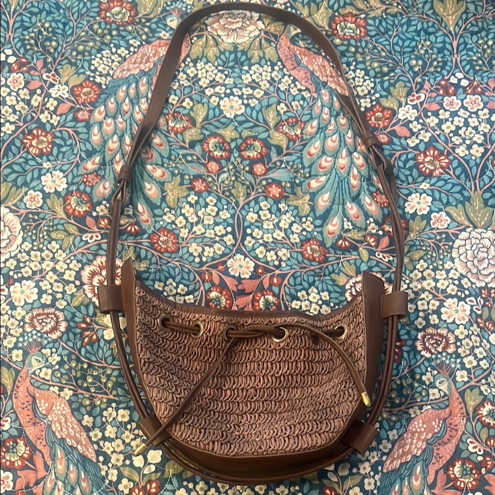 Free People Cabana Brown Woven crossbody Bag